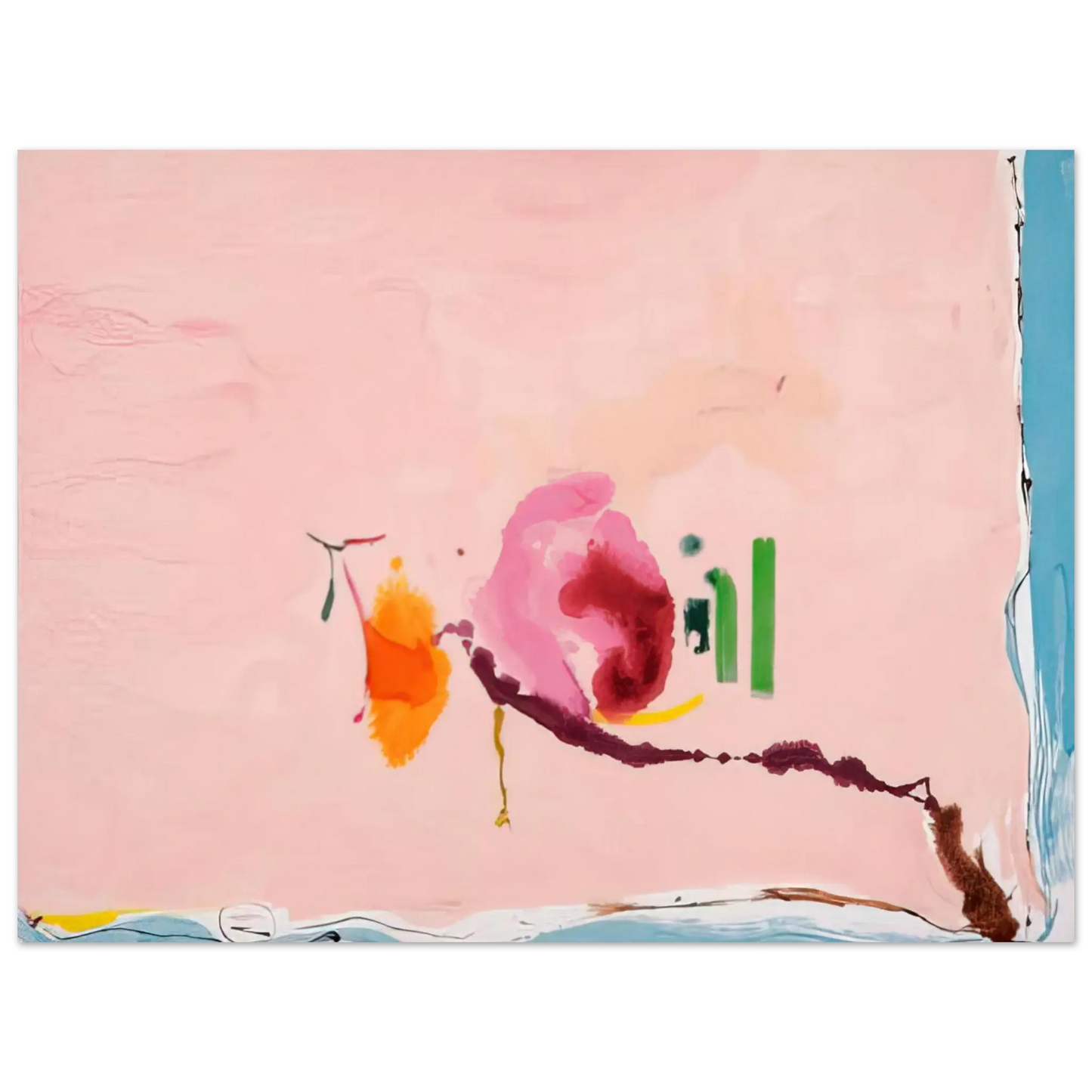 Helen Frankenthaler - Flirt - 1995 Wall art - 27x35 cm / 11x14 inches - Premium Wooden Framed Poster With Fine Art Paper - White frame