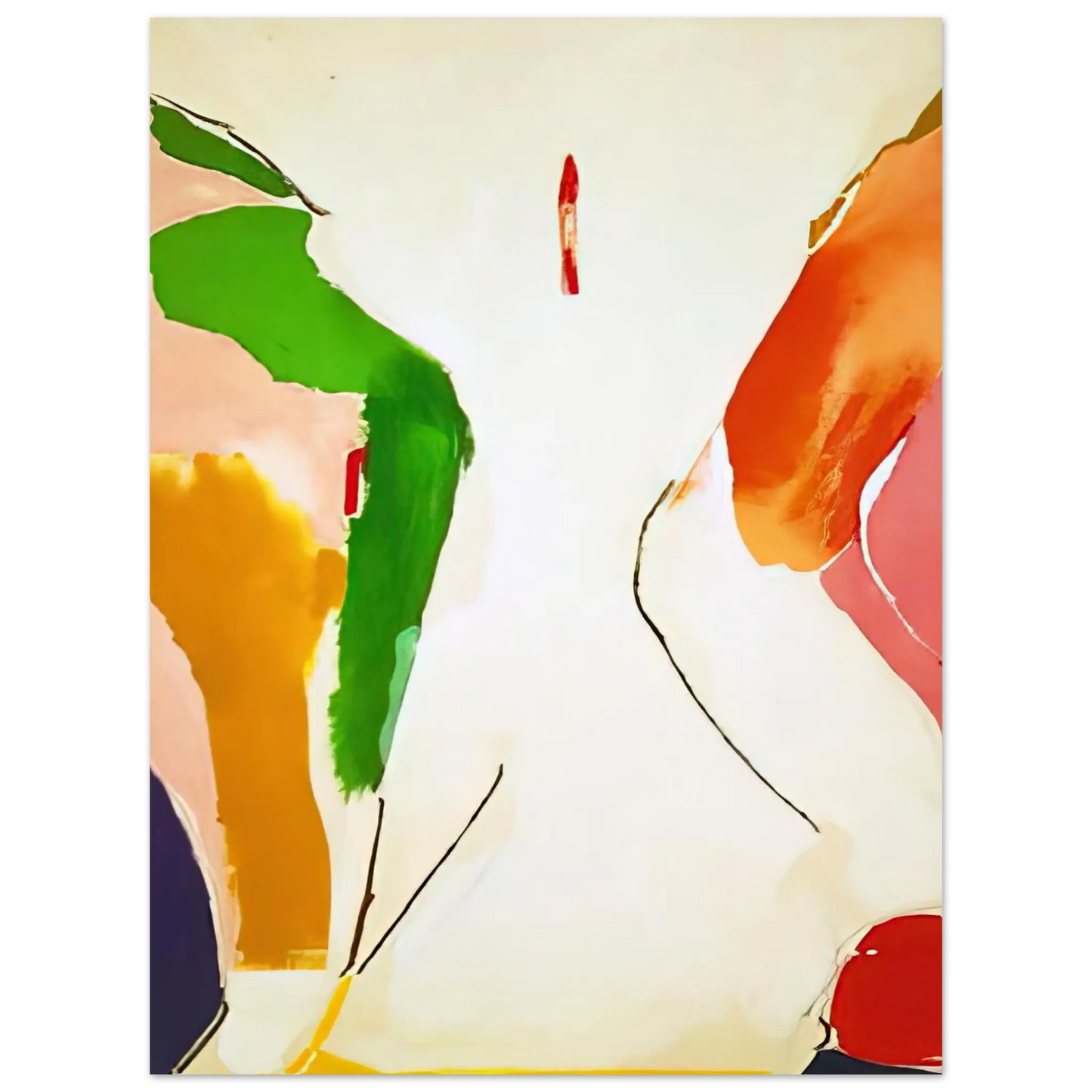 Helen Frankenthaler - Living Edge - 1973 Wall art - 28x43  cm / XL (11x17 Inches) - Premium Wooden Framed Poster With Fine Art Paper - White frame
