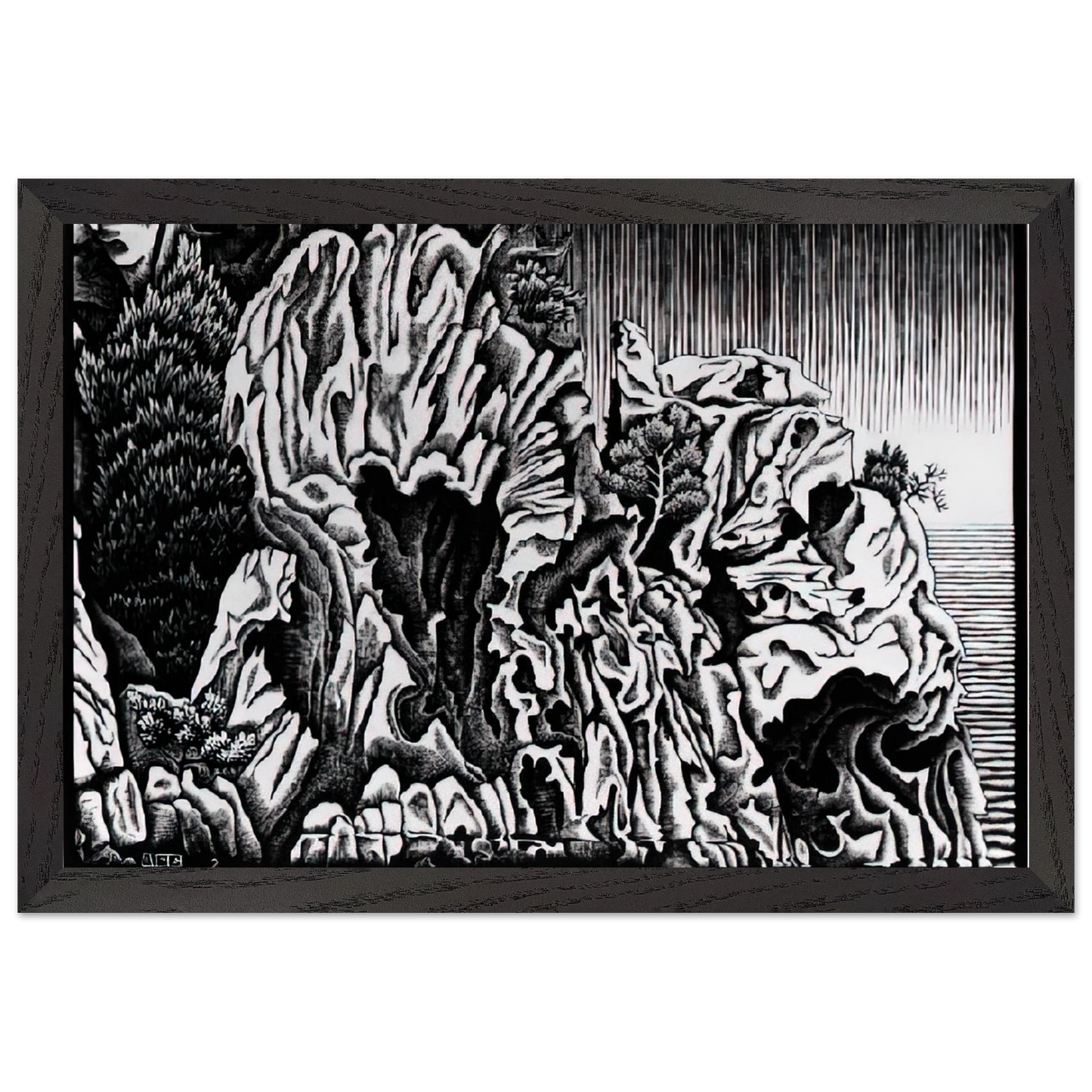 MC Escher - CALANCHE OF PIANA CORSICA FEBRUARY 1934 1934 Wall Art - 21x29.7 cm / 8x12" - Premium Wooden Framed Poster With Fine Art Paper-canvas - White frame