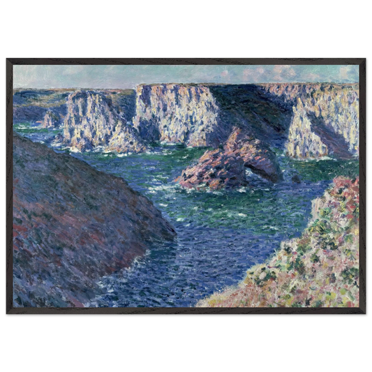 Rocks at Belle-Ile - claude monet 70x100 cm / 28x40 inches Framed Art Print – Black Wooden Frame