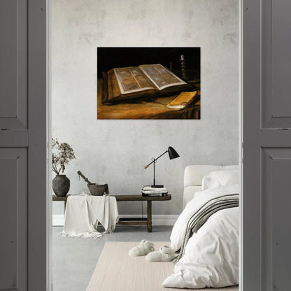 Still Life with Bible - Vincent van Gogh Brushed Aluminum Print - 70x100 cm / 28x40 inches | Vincent van Gogh Aluminum Print | Vincent van Gogh Prints