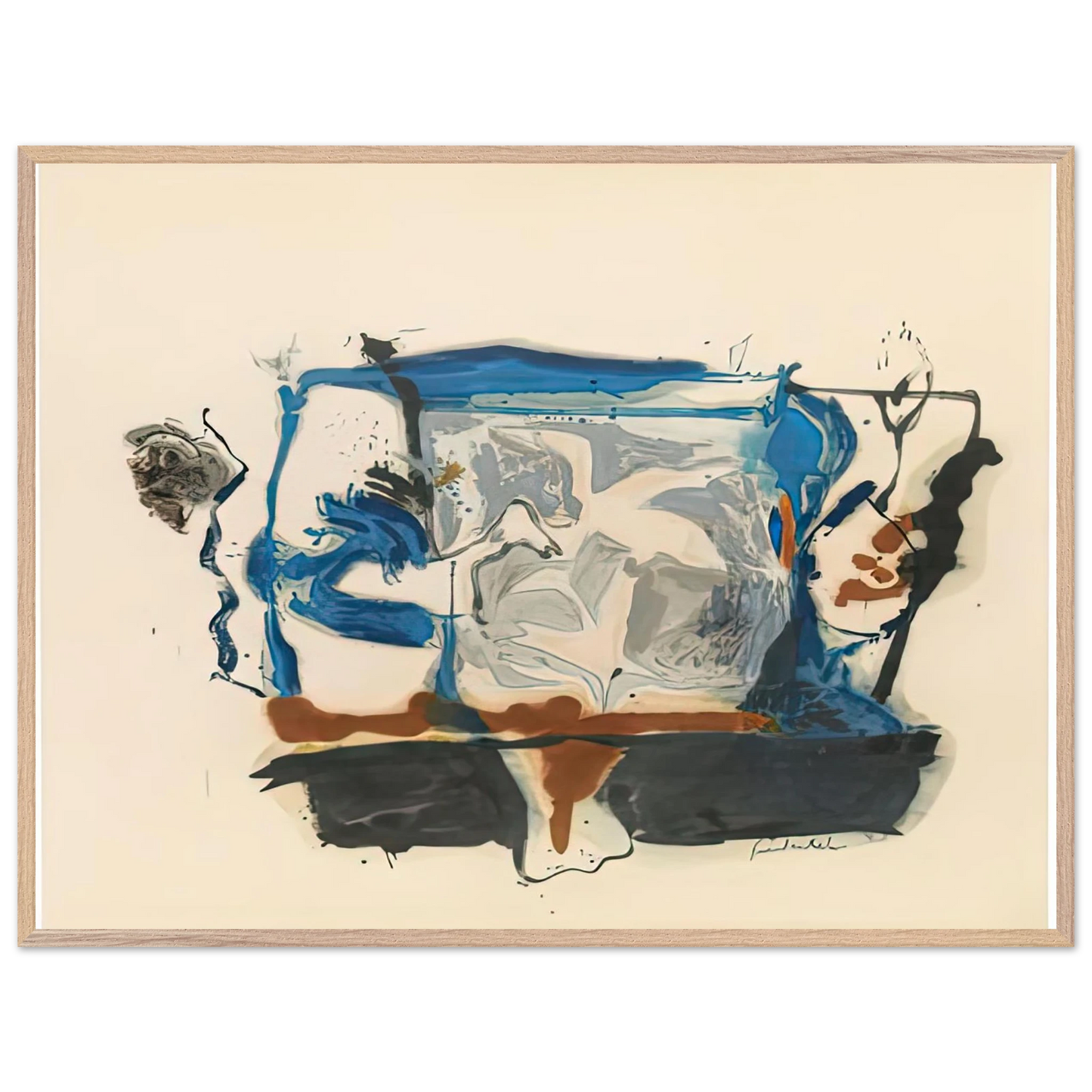 Helen Frankenthaler - Swan Lake II, 1961- Wall Art - 21x29.7 cm / 8x12" - Premium Wooden Framed Poster With Fine Art Paper-canvas - White frame