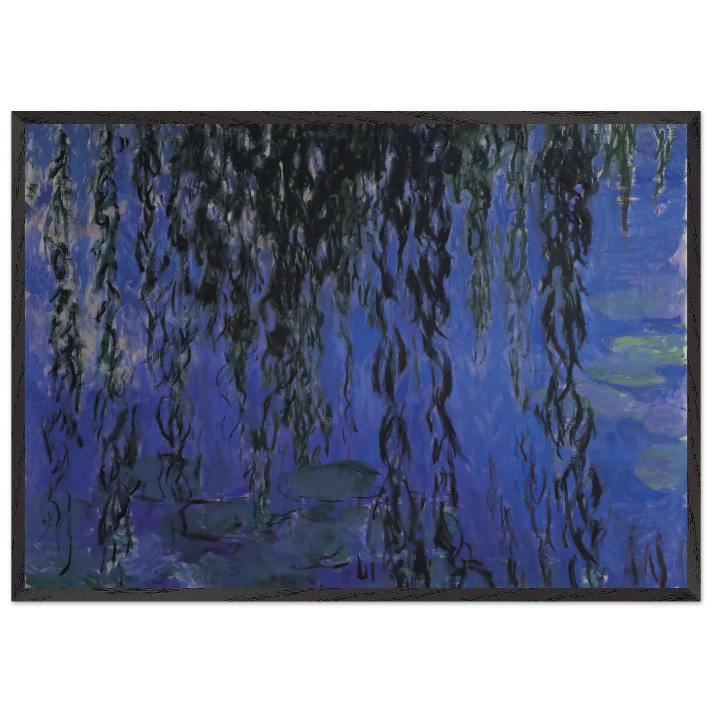Water Lilies and Weeping Willow Branches - claude monet 70x100 cm / 28x40 inches Framed Art Print – Black Wooden Frame