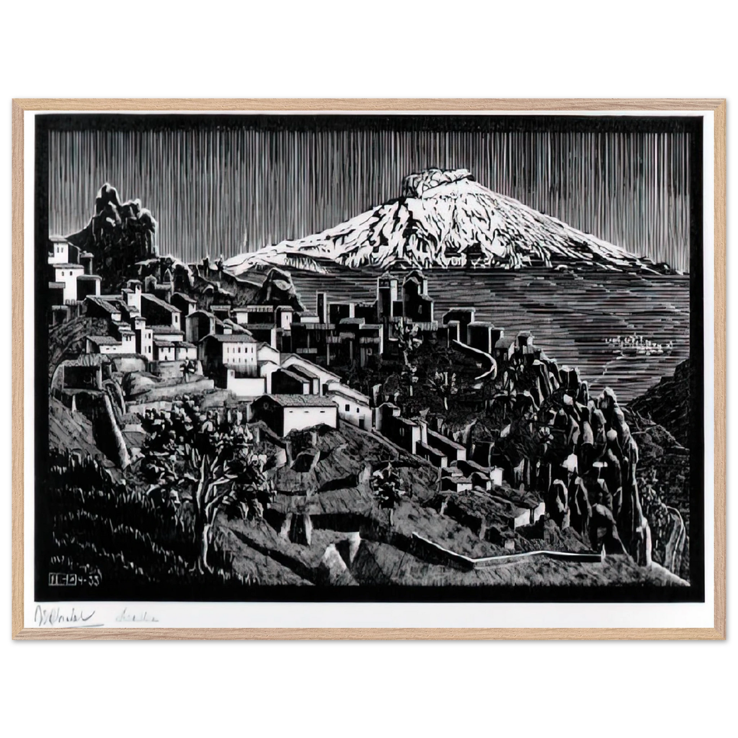 MC Escher - ESCHER (17) Wall Art - 21x29.7 cm / 8x12" - Premium Wooden Framed Poster With Fine Art Paper-canvas - Wood frame