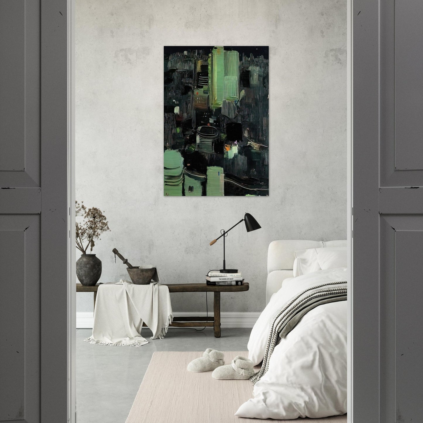 Toyko at Night - 1990 - Wu Guanzhong Brushed Aluminum Print - 70x100 cm / 28x40 inches | Wu Guanzhong Aluminum Print | Wu Guanzhong Prints