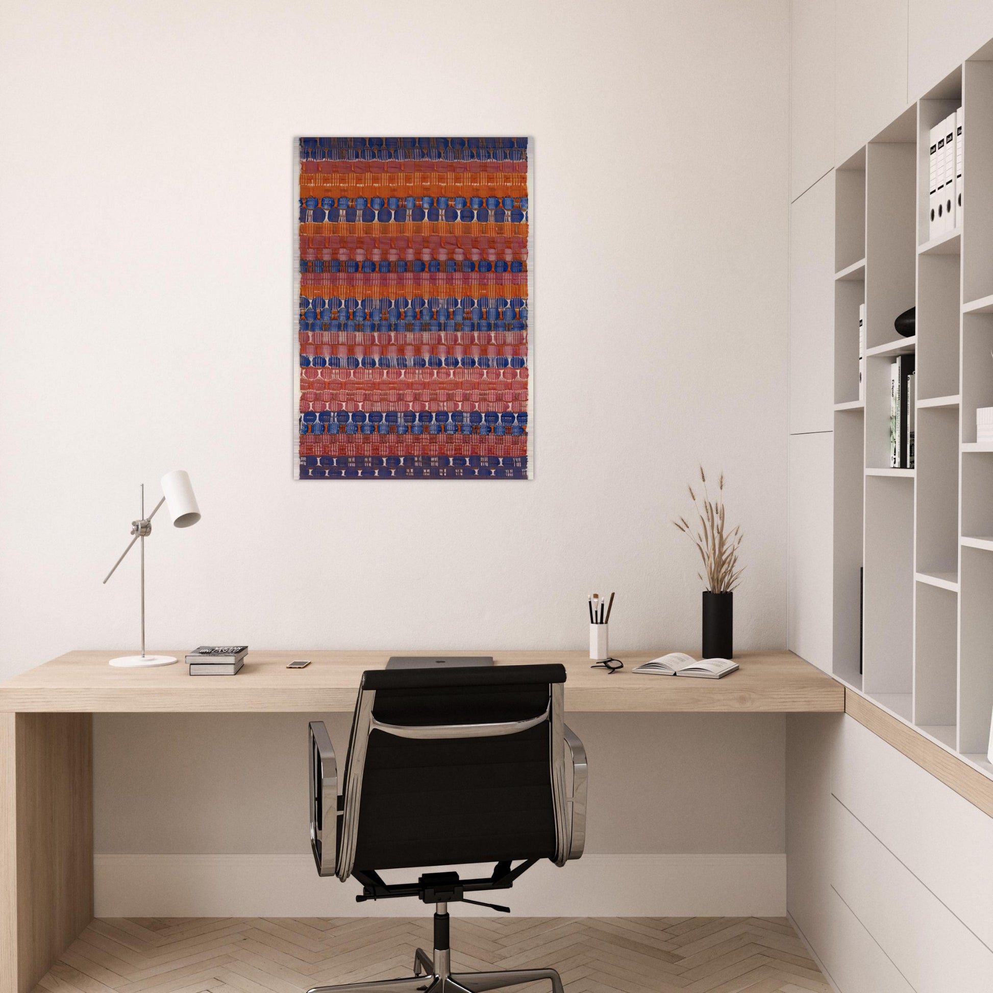 RED AND BLUE LAYERS 1954 - Anni Albers Brushed Aluminum Print - 70x100 cm / 28x40 inches | Anni Albers Aluminum Print | Anni Albers Prints