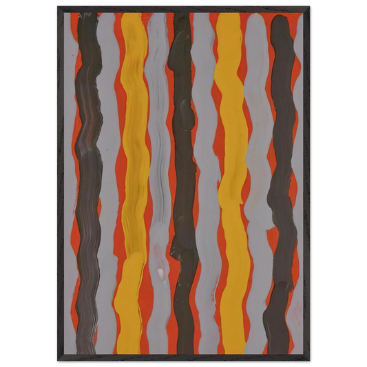 Dream Lance - 2001 - Clifford Possum Tjapaltjarri 70x100 cm / 28x40 inches Framed Art Print – Black Wooden Frame