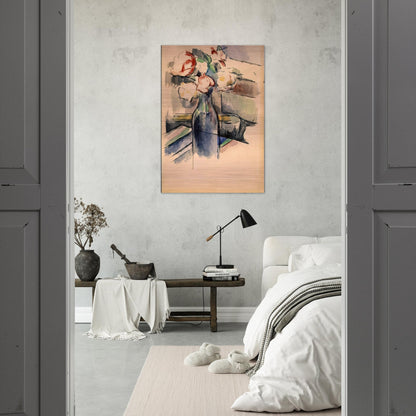 Roses in a Bottle - Paul Cézanne Brushed Aluminum Print - 70x100 cm / 28x40 inches | Paul Cézanne Aluminum Print | Paul Cézanne Prints