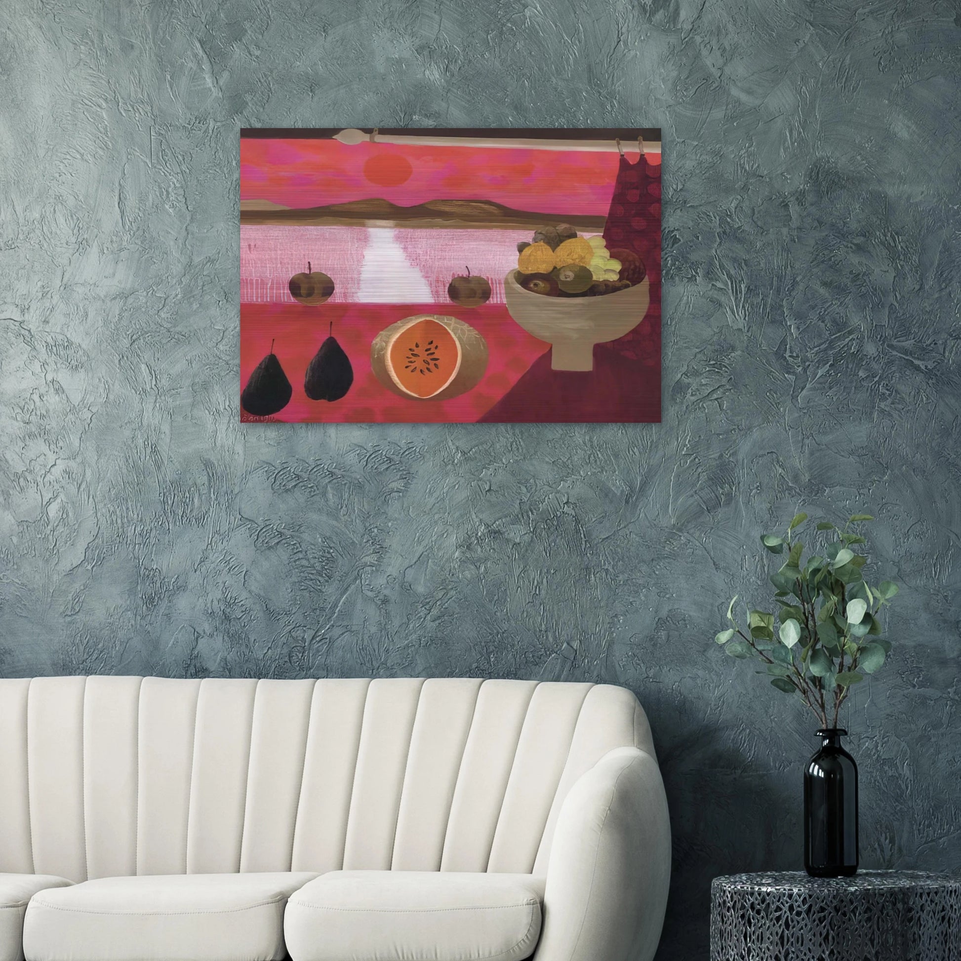 Still life with fruit - 1997 - Mary Fedden Brushed Aluminum Print - 70x100 cm / 28x40 inches | Mary Fedden Aluminum Print | Mary Fedden Prints