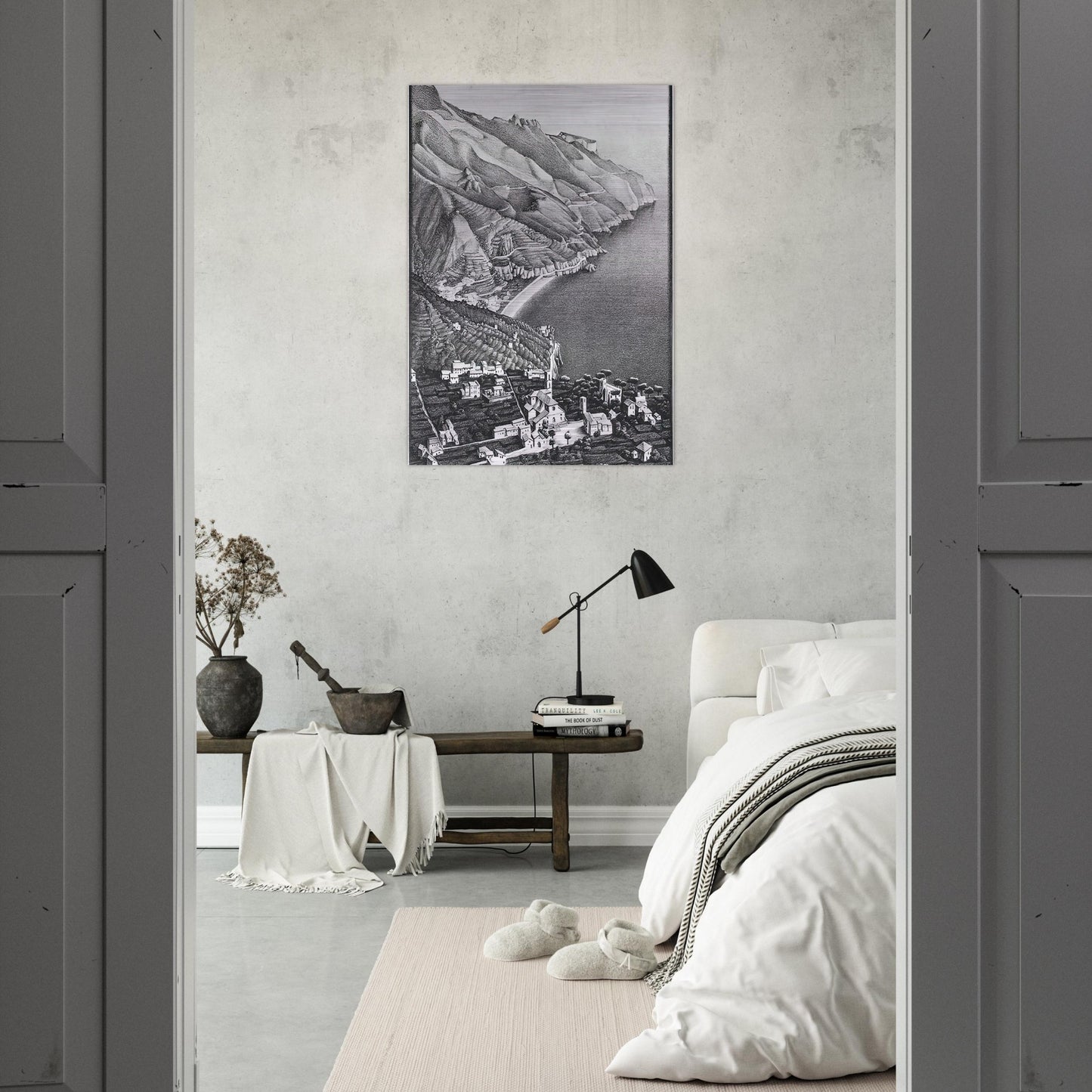 RAVELLO AND THE COAST OF AMALFI - MC Escher Brushed Aluminum Print - 70x100 cm / 28x40 inches | MC Escher Aluminum Print | MC Escher Prints