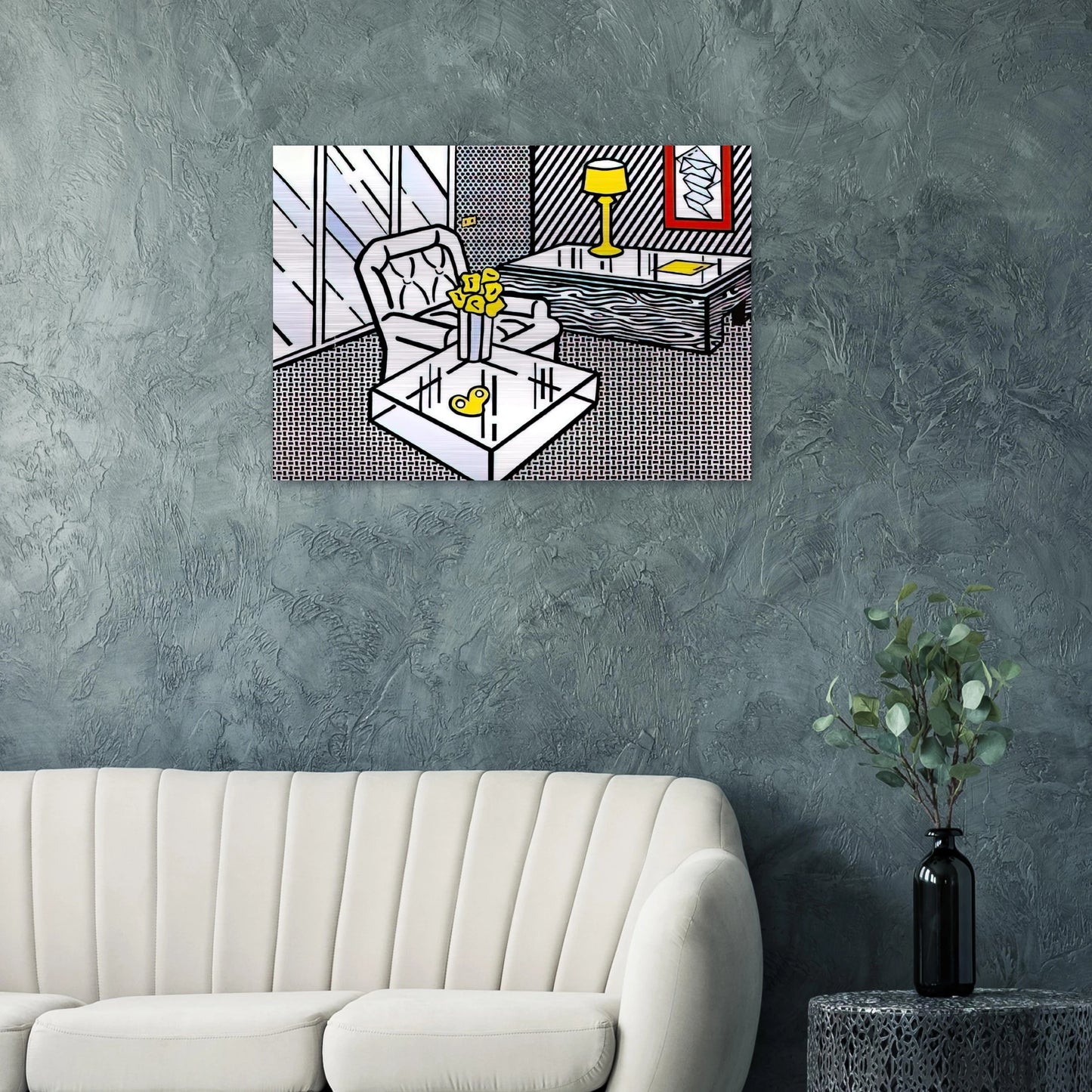 THE DEN 1990 - Roy Lichtenstein Brushed Aluminum Print - 70x100 cm / 28x40 inches | Roy Lichtenstein Aluminum Print | Roy Lichtenstein Prints