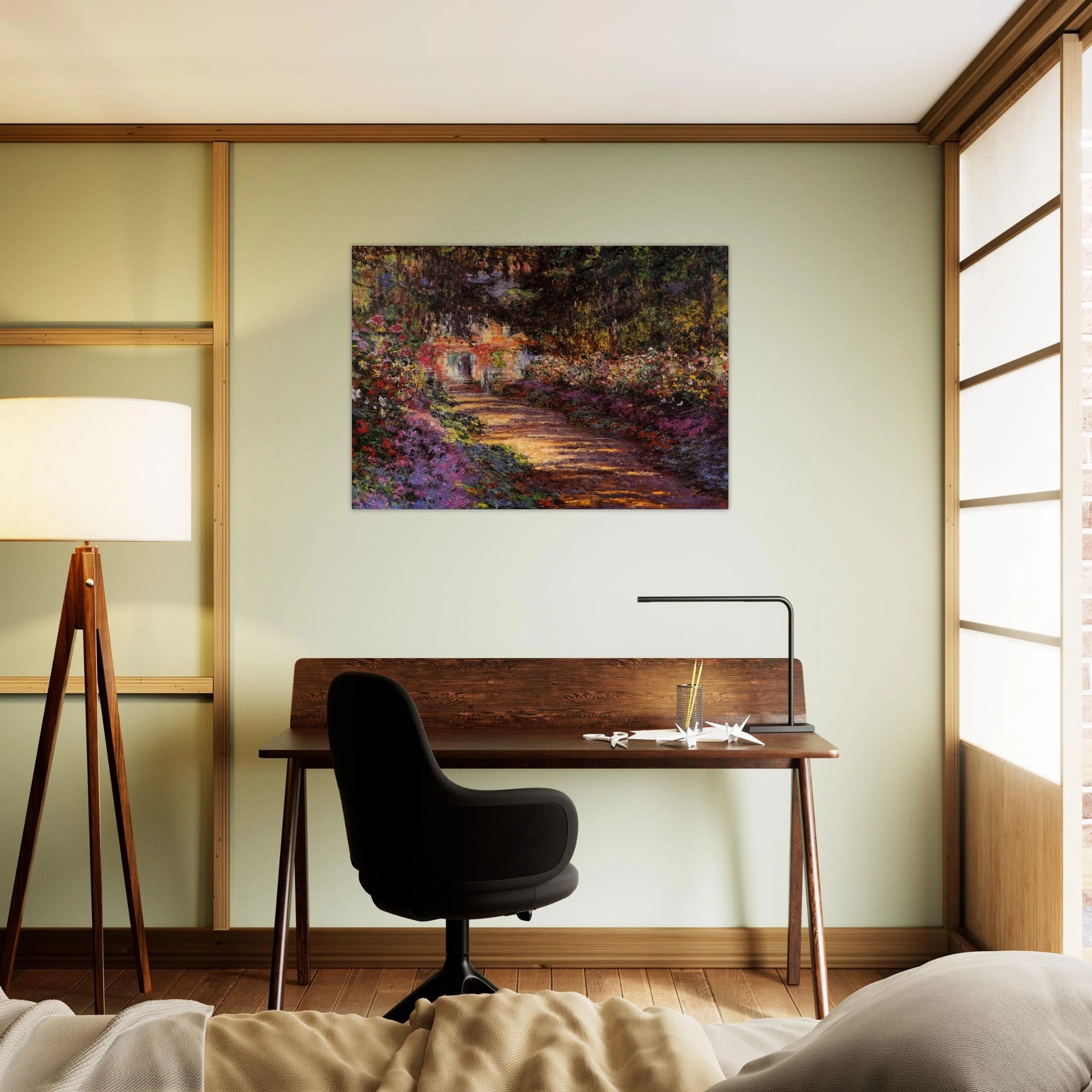 Pathway in Monet's Garden at Giverny - claude monet Brushed Aluminum Print - 70x100 cm / 28x40 inches | claude monet Aluminum Print | claude monet Prints