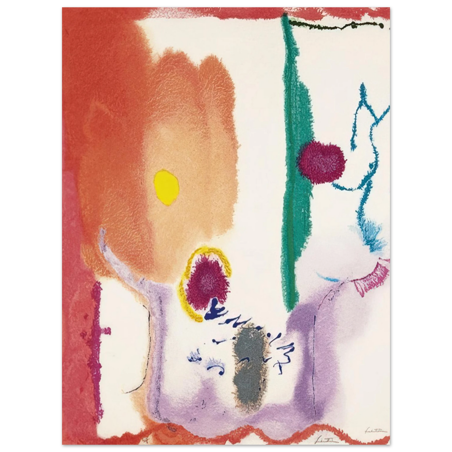 Helen Frankenthaler - Beginnings - 2002 Wall art - 27x35 cm / 11x14 inches - Premium Wooden Framed Poster With Fine Art Paper - Black frame