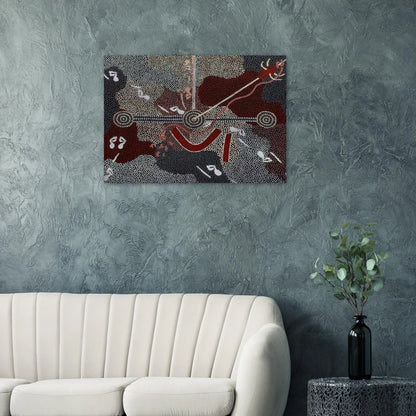 Love Story - 1998 - Clifford Possum Tjapaltjarri Brushed Aluminum Print - 70x100 cm / 28x40 inches | Clifford Possum Tjapaltjarri Aluminum Print | Clifford Possum Tjapaltjarri Prints