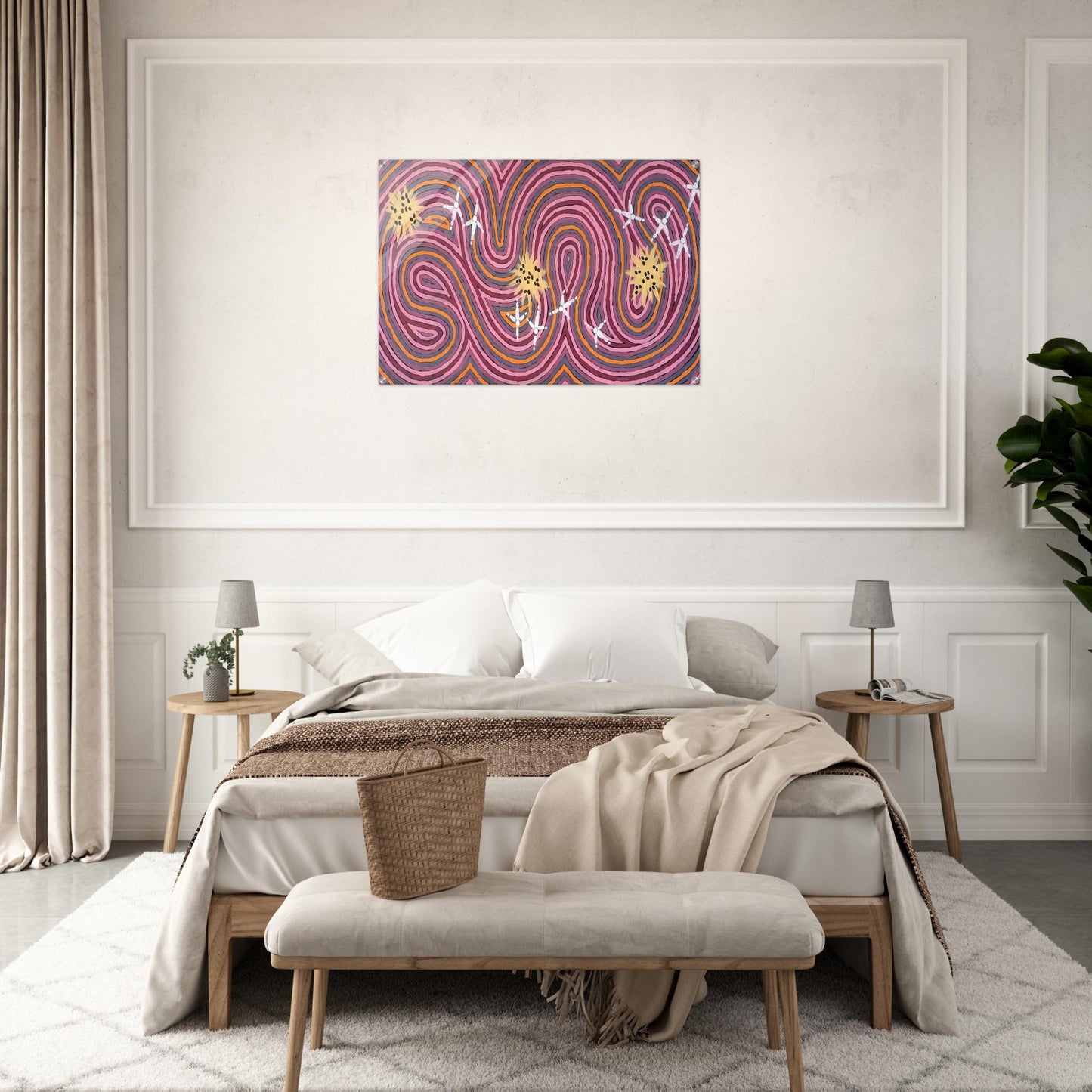 Worm Dreaming - 1996 - Clifford Possum Tjapaltjarri Acrylic Print - 70x100 cm / 28x40″ inches | Clifford Possum Tjapaltjarri Wall Art | Clifford Possum Tjapaltjarri Prints