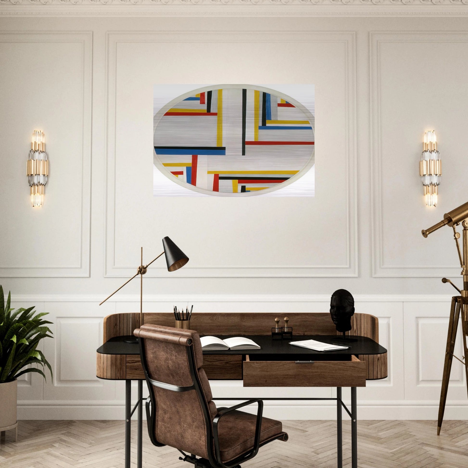Relational painting, Tondo #4 - 1946 - Fritz Glarner Brushed Aluminum Print - 70x100 cm / 28x40 inches | Fritz Glarner Aluminum Print | Fritz Glarner Prints