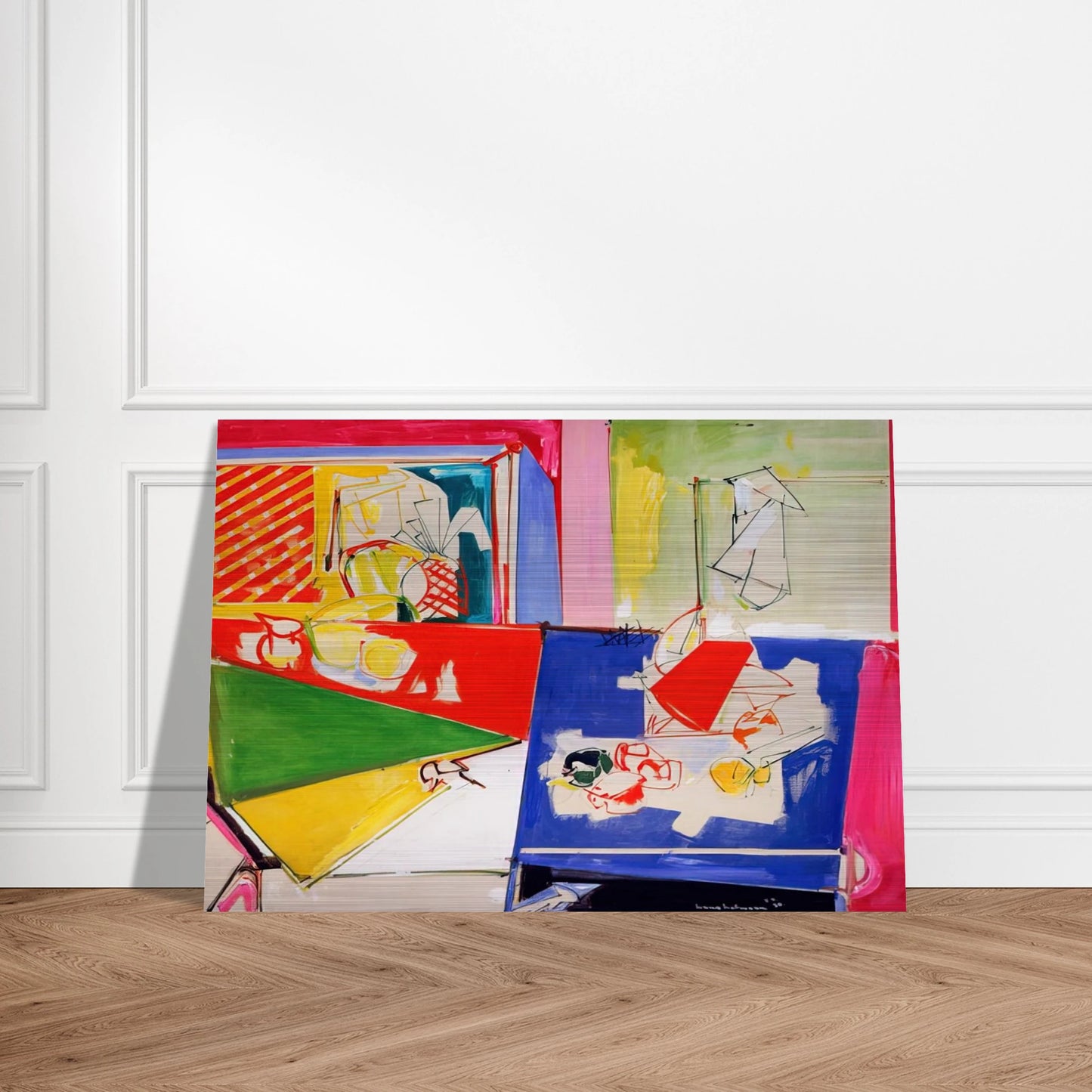 Magenta and Blue - Hans Hofmann Brushed Aluminum Print - 70x100 cm / 28x40 inches | Hans Hofmann Aluminum Print | Hans Hofmann Prints