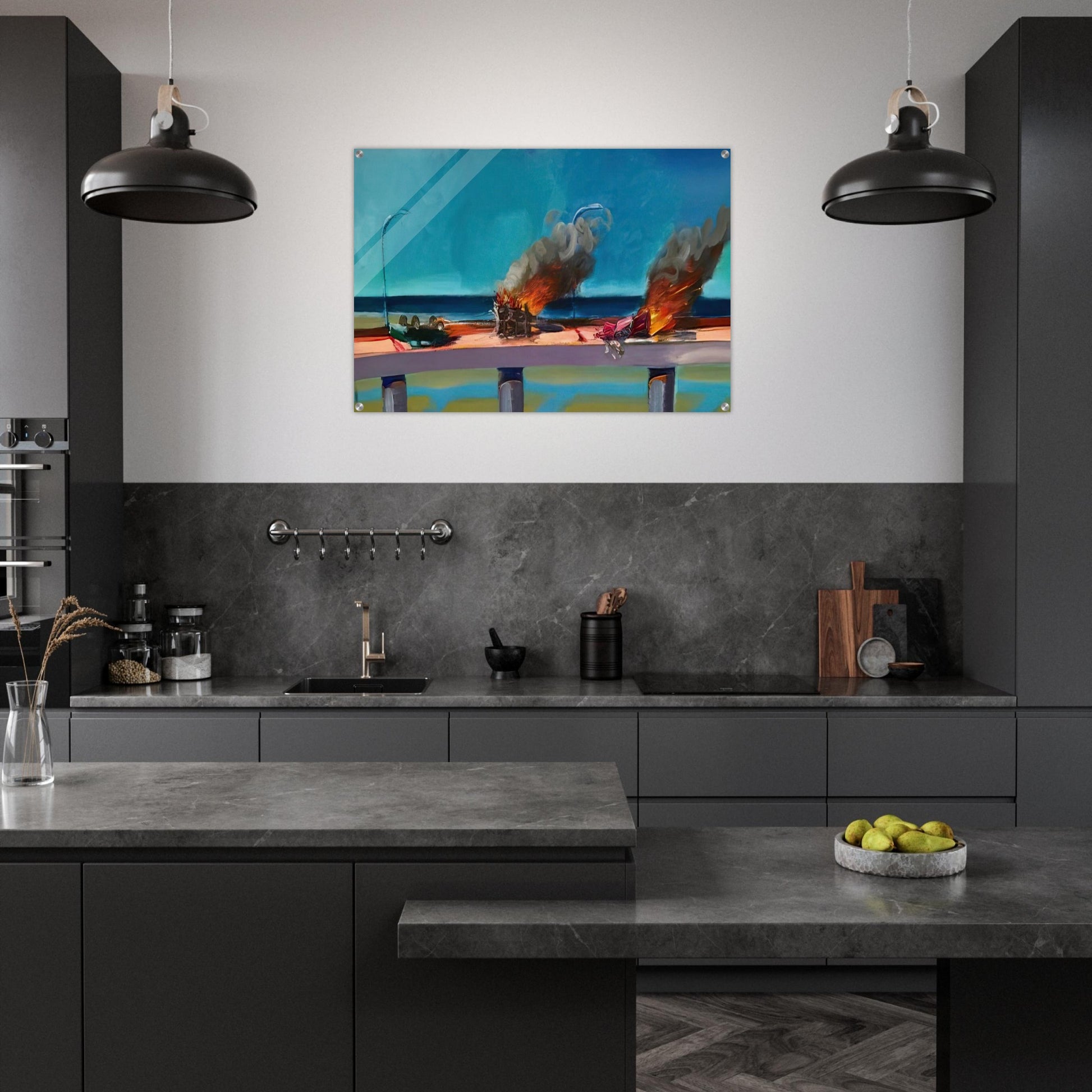 Longo Crash - 1982 - Carlos Almaraz Acrylic Print - 70x100 cm / 28x40″ inches | Carlos Almaraz Wall Art | Carlos Almaraz Prints
