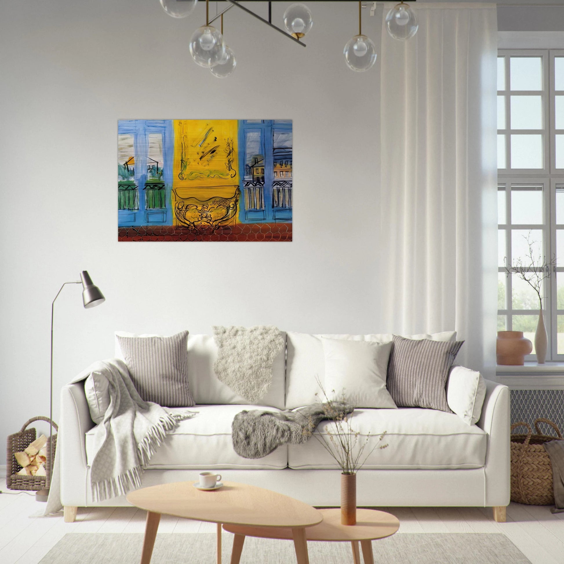 CONSOLE WITH TWO WINDOWS 1948 - Raoul Dufy Brushed Aluminum Print - 70x100 cm / 28x40 inches | Raoul Dufy Aluminum Print | Raoul Dufy Prints