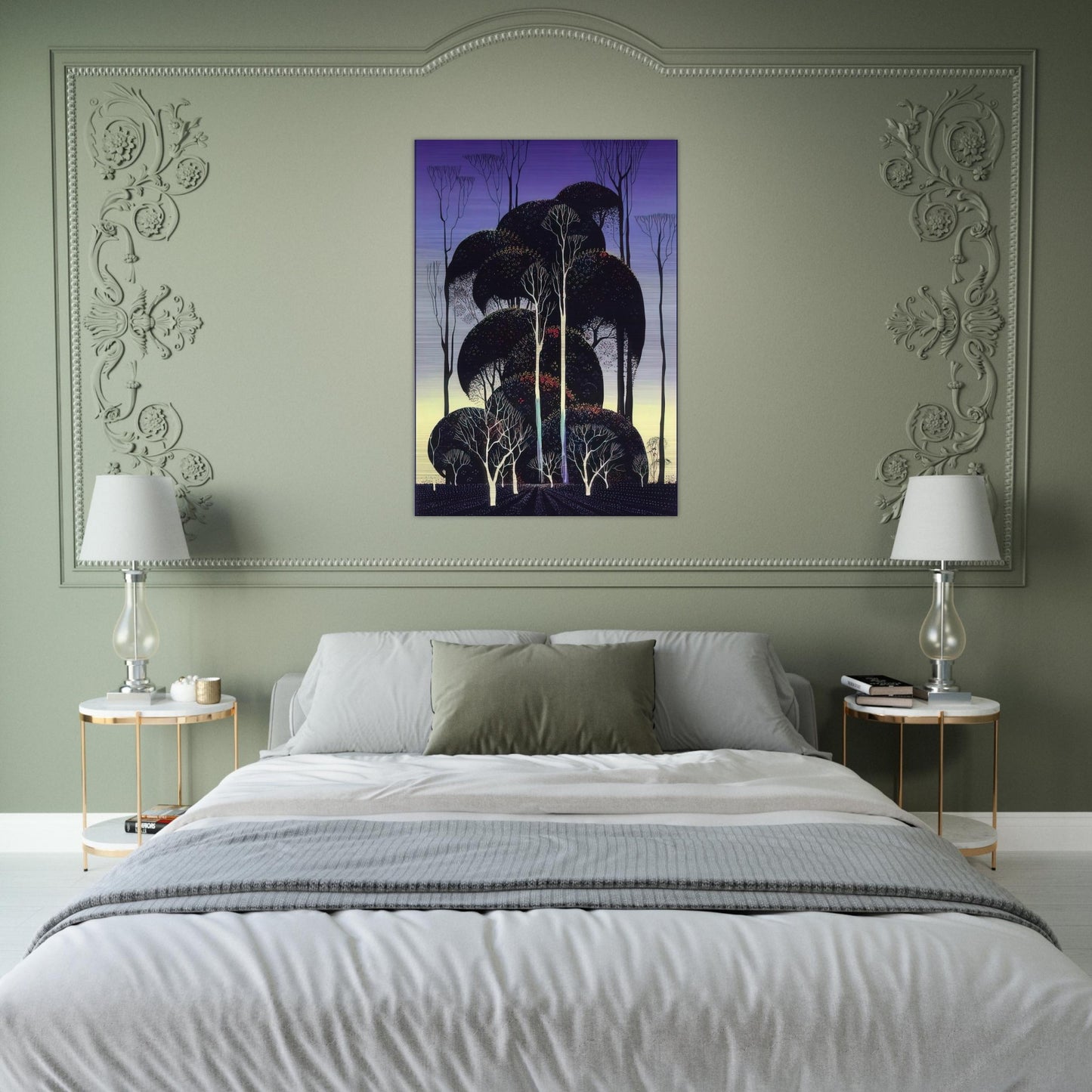 Forest Arabesque - Eyvind Earle Brushed Aluminum Print - 70x100 cm / 28x40 inches | Eyvind Earle Aluminum Print | Eyvind Earle Prints