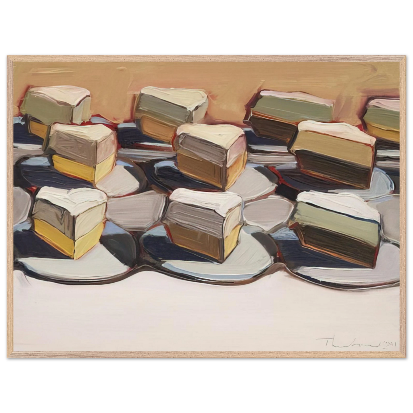 Wayne Thiebaud - Cut Meringues - 1961 Wall Art - 30x40 cm / 12x16 inches - Premium Wooden Framed Poster With Fine Art Paper - Wood frame