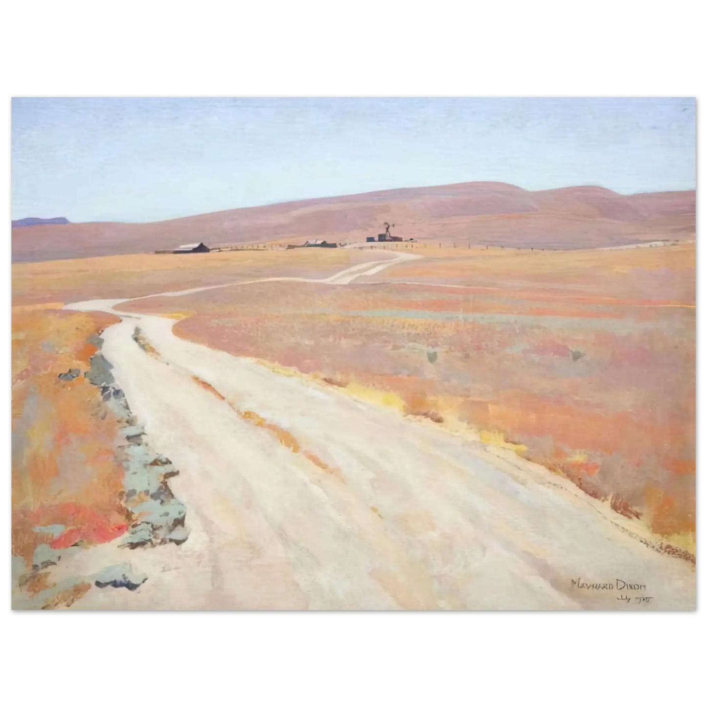 Maynard Dixon - ABANDONED RANCH 1935 Wall art - 27x35 cm / 11x14 Inches - Premium Wooden Framed Poster With Fine Art Paper - Black frame