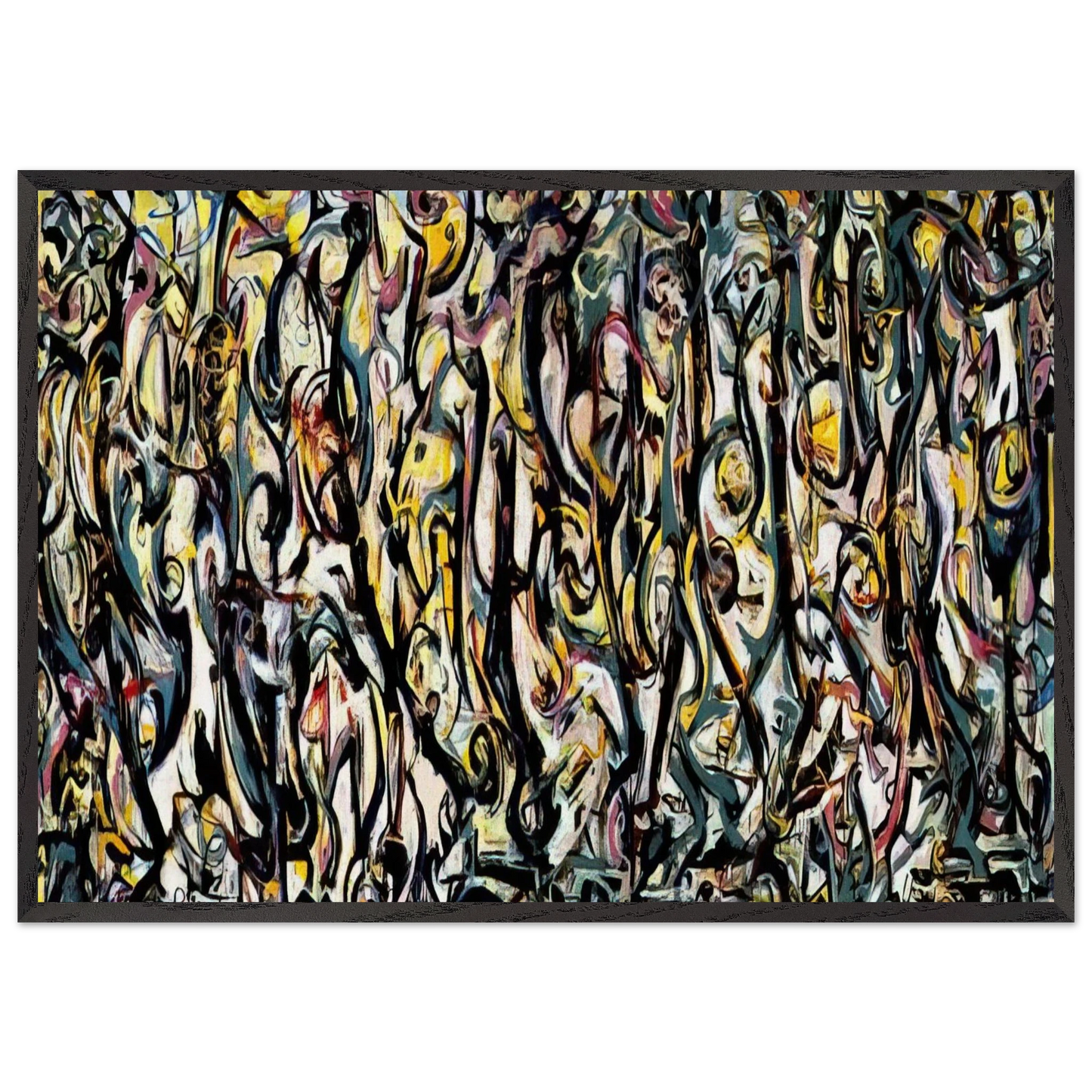 MURAL 1943 1 - Jackson Pollock 70x100 cm / 28x40 inches Framed Art Print – Black Wooden Frame