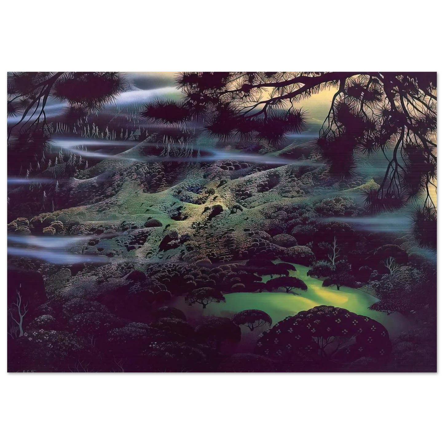 Symphonic Fantasy - Eyvind Earle Brushed Aluminum Print - 70x100 cm / 28x40 inches | Eyvind Earle Aluminum Print | Eyvind Earle Prints