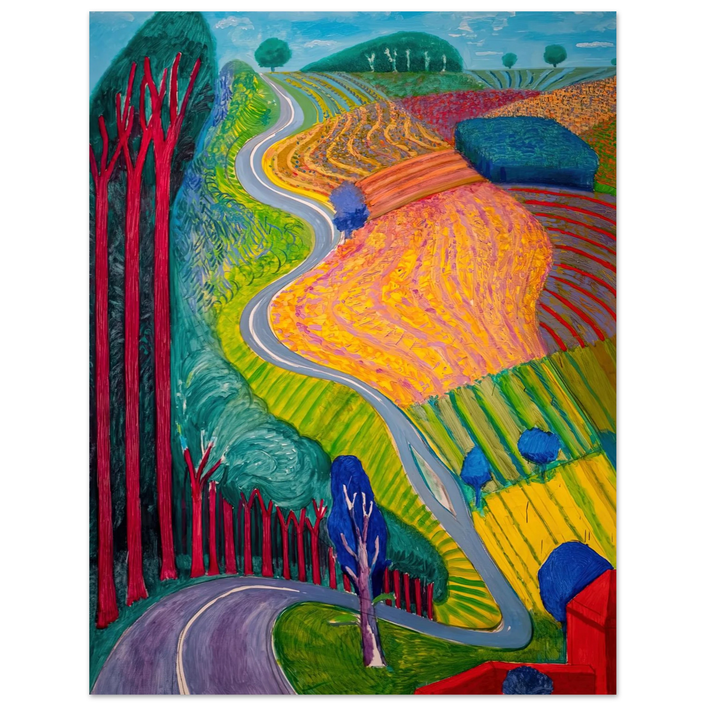 David Hockney - David Hockney Wall art - 20x25 cm / 8x10 inches - Premium Wooden Framed Poster With Fine Art Paper-canvas - Wood frame