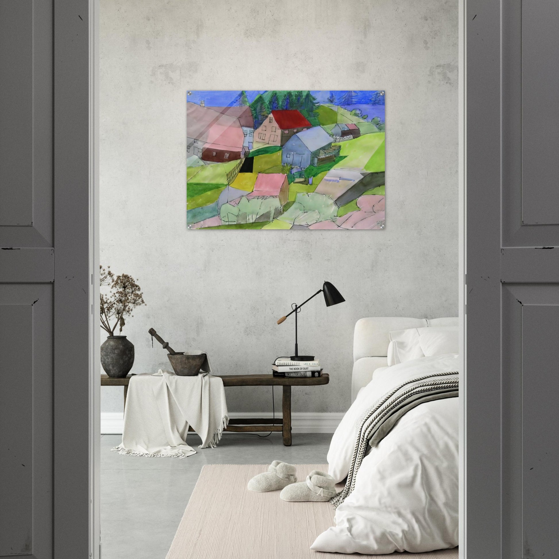 Häuser im Schwarzwald - Naïve Art Primitivism - Johannes Itten Acrylic Print - 70x100 cm / 28x40″ inches