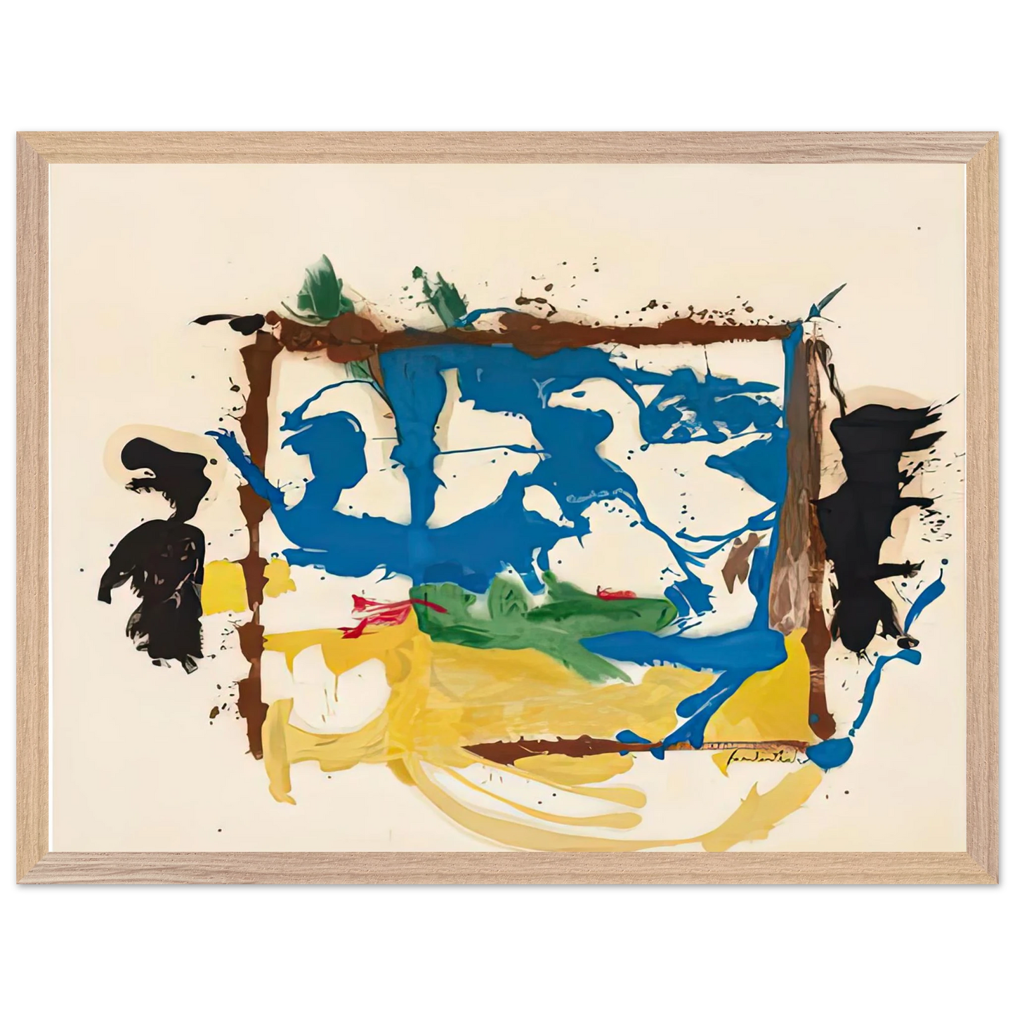 Helen Frankenthaler - Swan Lake I, 1961- Wall Art - 21x29.7 cm / 8x12" - Premium Wooden Framed Poster With Fine Art Paper-canvas - Black frame