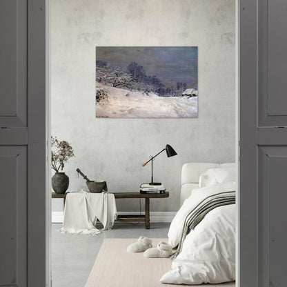 The Road in front of Saint-Simeon Farm in Winter - claude monet Brushed Aluminum Print - 70x100 cm / 28x40 inches | claude monet Aluminum Print | claude monet Prints