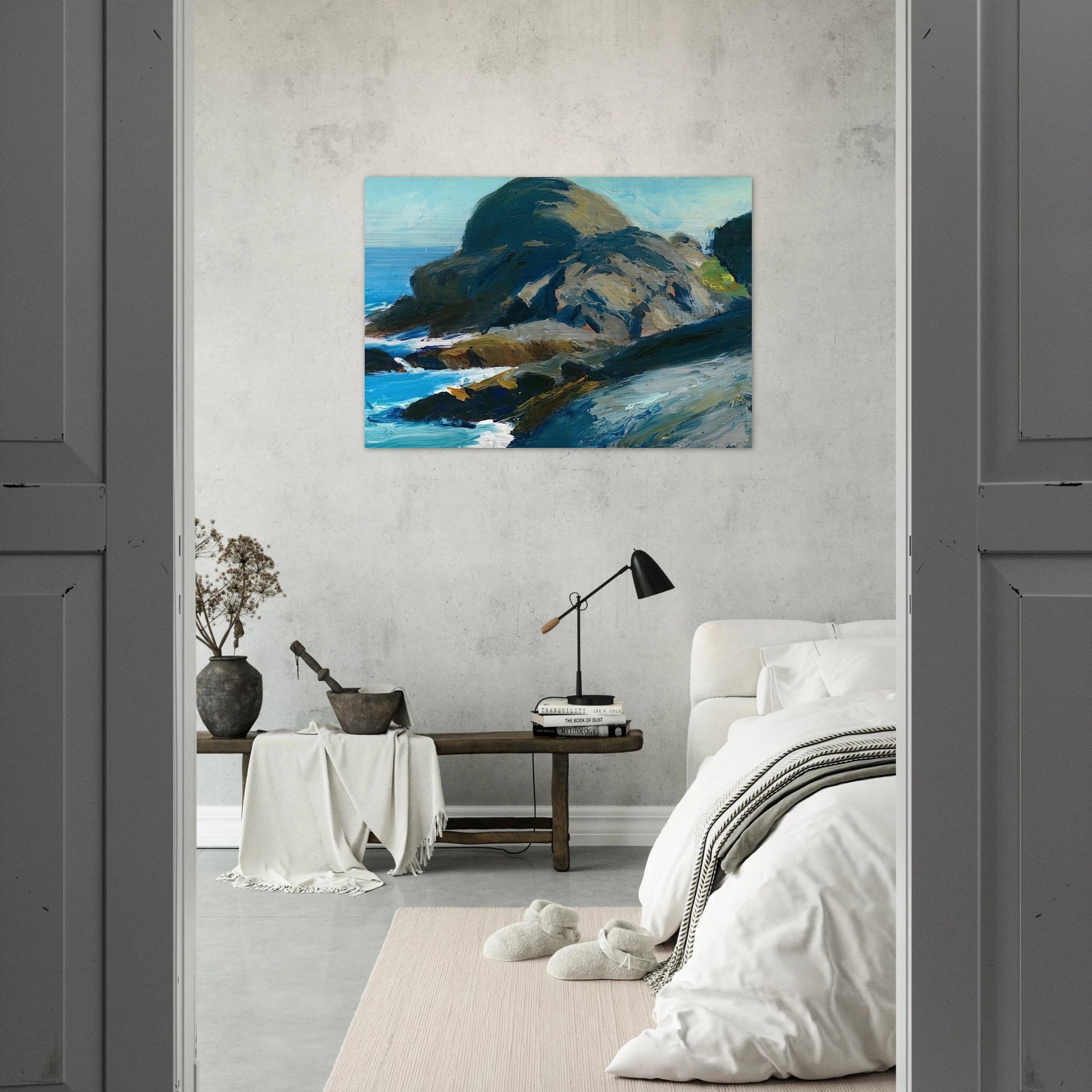 Rocky Shore - Edward Hopper Brushed Aluminum Print - 70x100 cm / 28x40 inches | Edward Hopper Aluminum Print | Edward Hopper Prints
