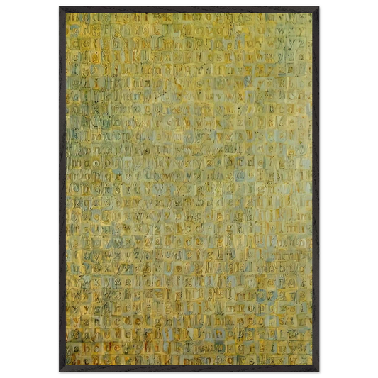 GREY ALPHABETS - Jasper Johns 70x100 cm / 28x40 inches Framed Art Print – Black Wooden Frame