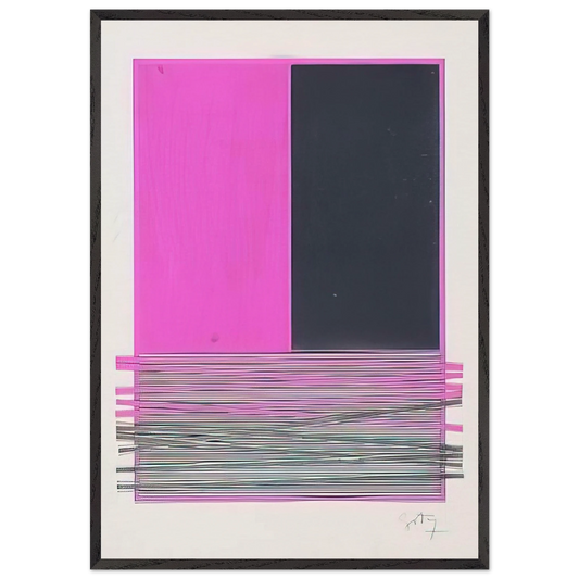 ABSTRACT COMPOSITION WITH SILVER AND MAGENTA 1970 - Jesus Rafael Soto 70x100 cm / 28x40 inches Framed Art Print – Black Wooden Frame