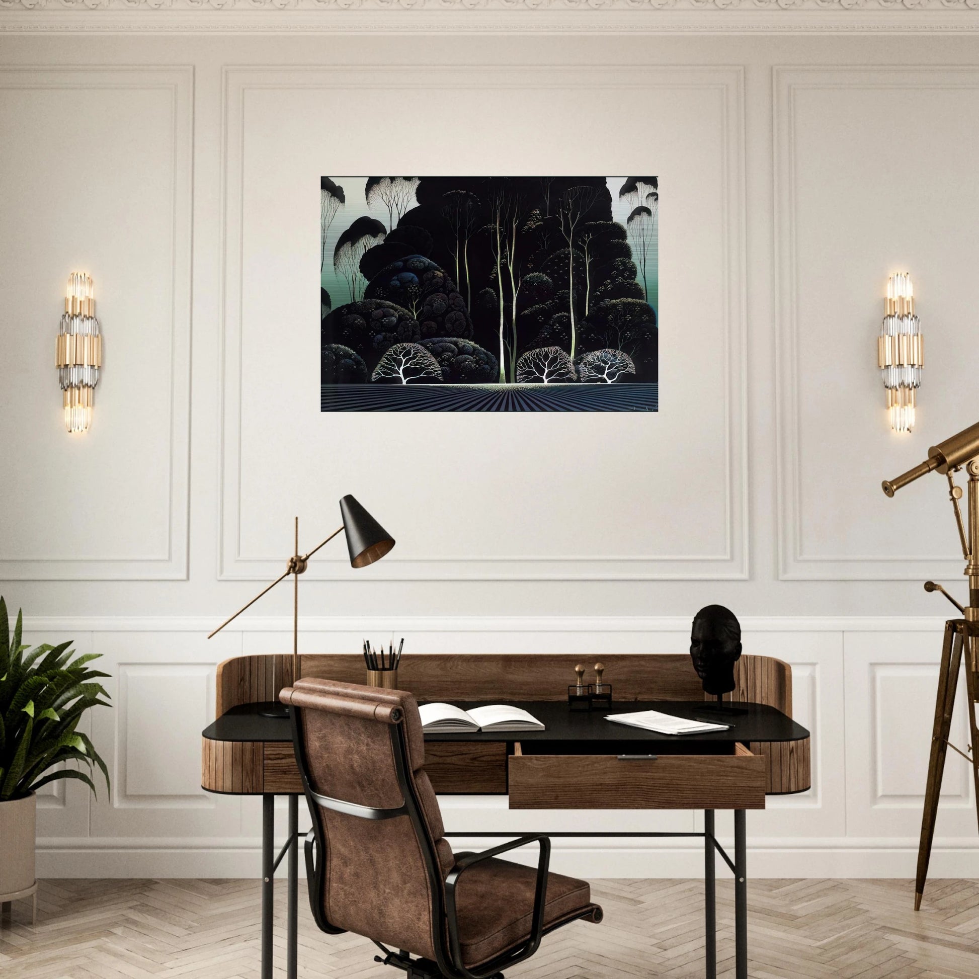 Eucalyptus - Eyvind Earle Brushed Aluminum Print - 70x100 cm / 28x40 inches | Eyvind Earle Aluminum Print | Eyvind Earle Prints