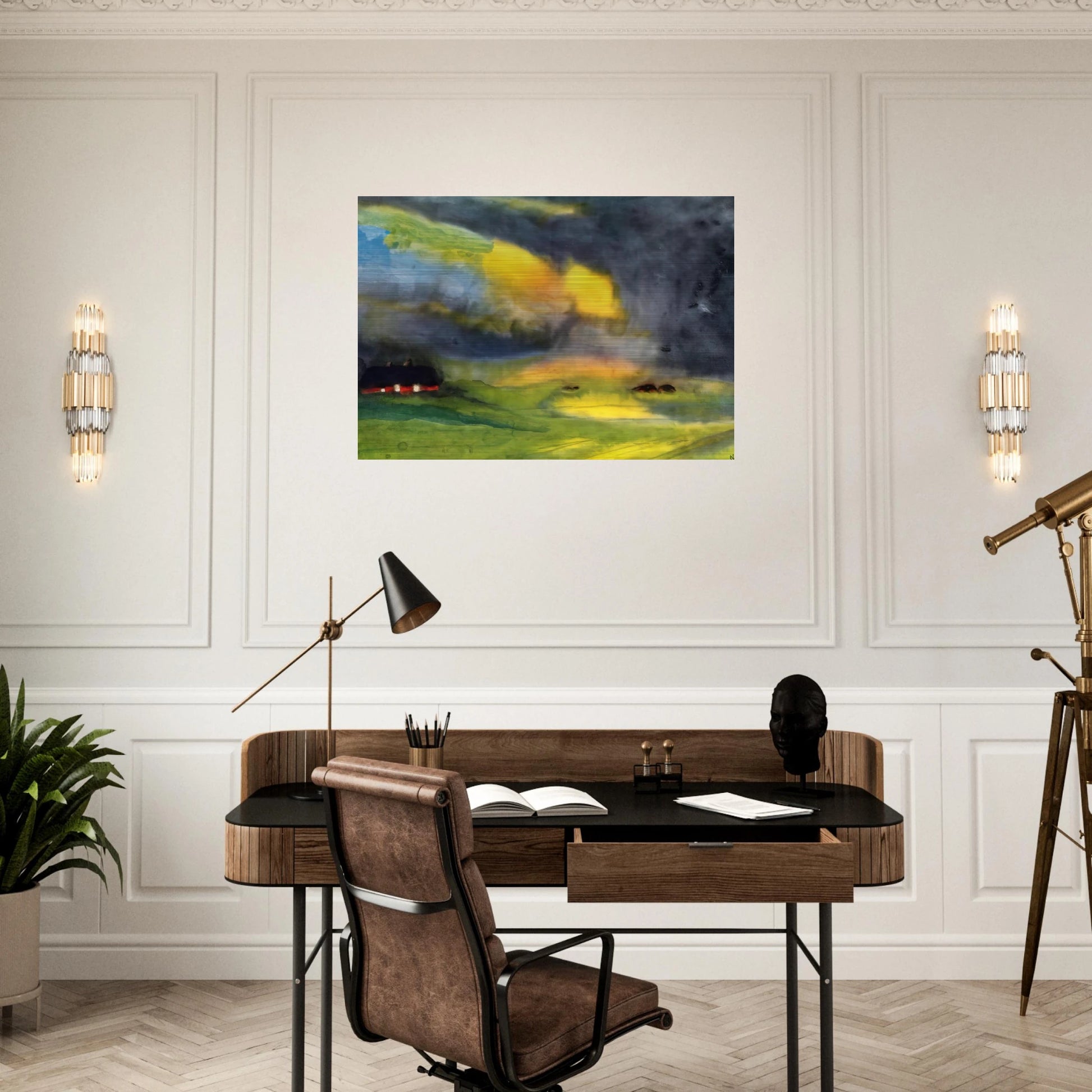 Colored sky above the Marais - Emil Nolde Brushed Aluminum Print - 70x100 cm / 28x40 inches | Emil Nolde Aluminum Print | Emil Nolde Prints