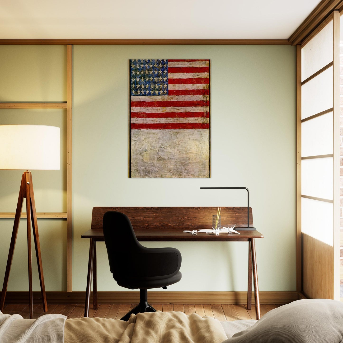 FLAG ABOVE WHITE - Jasper Johns Brushed Aluminum Print - 70x100 cm / 28x40 inches | Jasper Johns Aluminum Print | Jasper Johns Prints