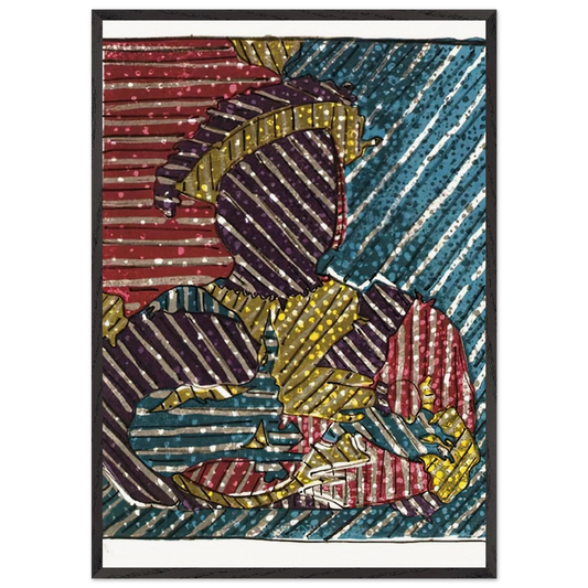 AFTER HOLBEIN - Jasper Johns 70x100 cm / 28x40 inches Framed Art Print – Black Wooden Frame