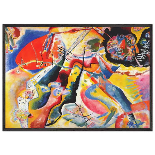 PAINTING WITH RED SPOT 1914 - Wassily Kandinsky 70x100 cm / 28x40 inches Framed Art Print – Black Wooden Frame