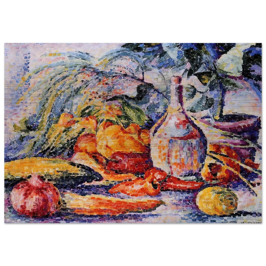 Still Life with Bottle of Wine - Henri-Edmond Cross Brushed Aluminum Print - 70x100 cm / 28x40 inches | Henri-Edmond Cross Aluminum Print | Henri-Edmond Cross Prints