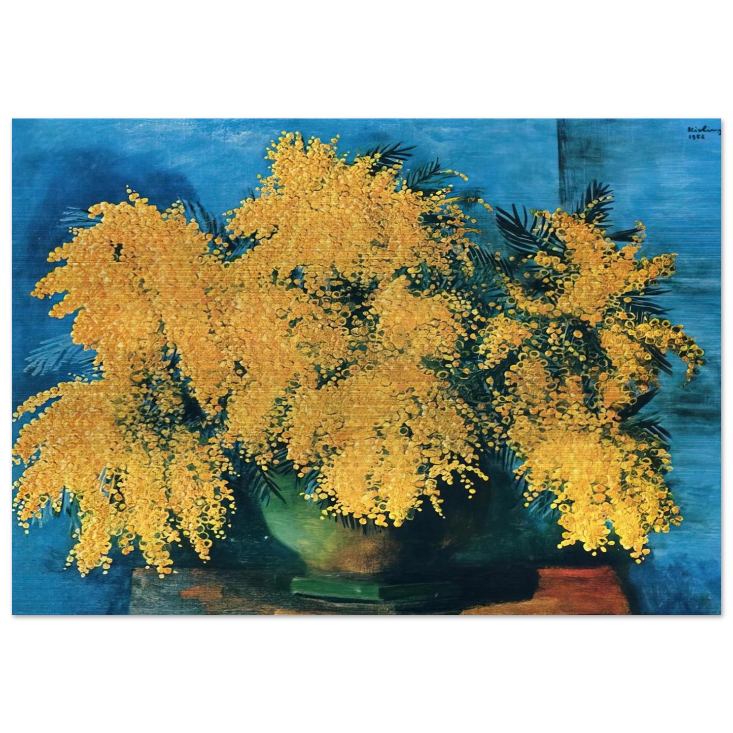 VASE OF MIMOSA 1952 - Moise Kisling Brushed Aluminum Print - 70x100 cm / 28x40 inches | Moise Kisling Aluminum Print | Moise Kisling Prints