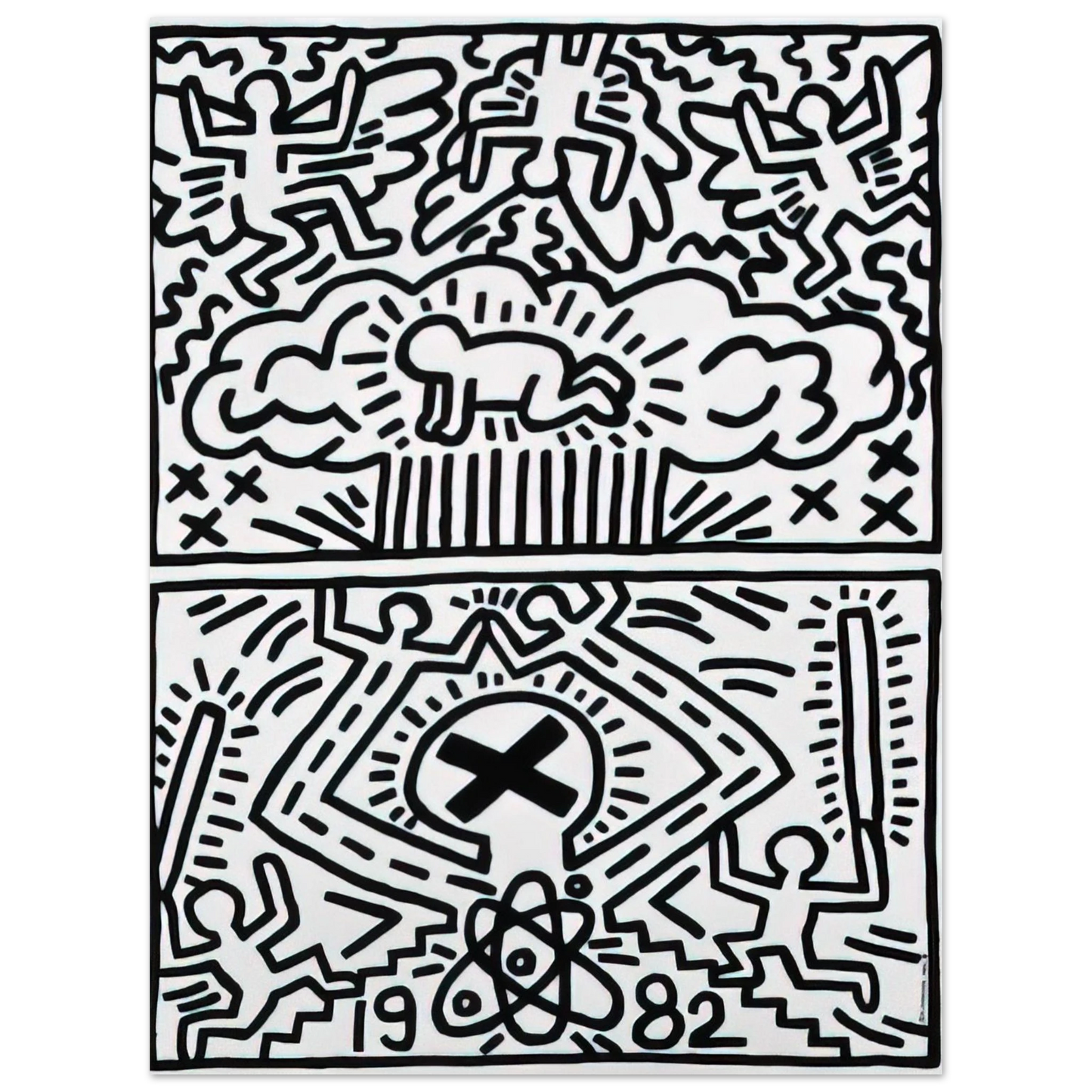 Keith Haring - ANTI NUCLEAR RALLY 1982  75x100 cm / 30x40inches Fine Art Poster | Keith Haring Art For Sale