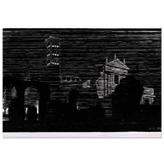 NOCTURNAL ROME 2 - MC Escher Brushed Aluminum Print - 70x100 cm / 28x40 inches | MC Escher Aluminum Print | MC Escher Prints