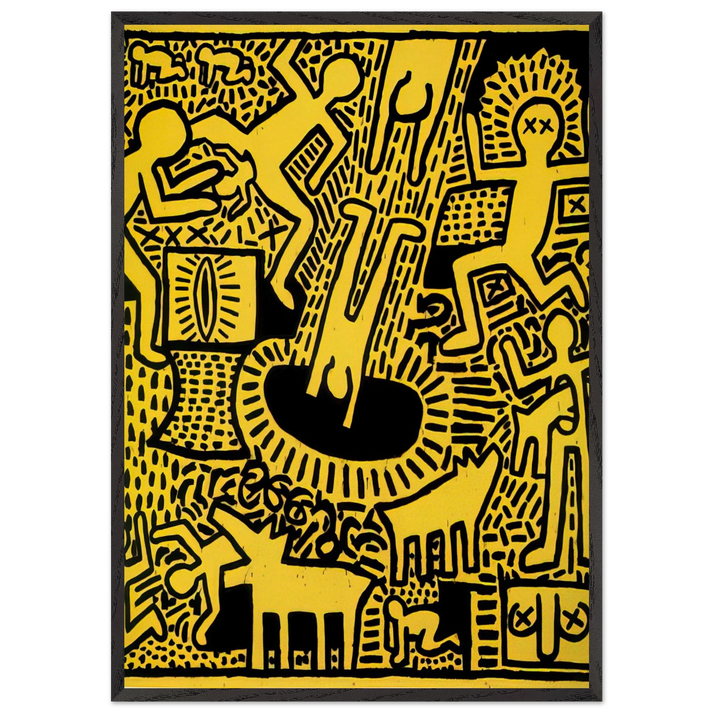 UNTITLED 1981 N2 - Keith Haring 70x100 cm / 28x40 inches Framed Art Print – Black Wooden Frame