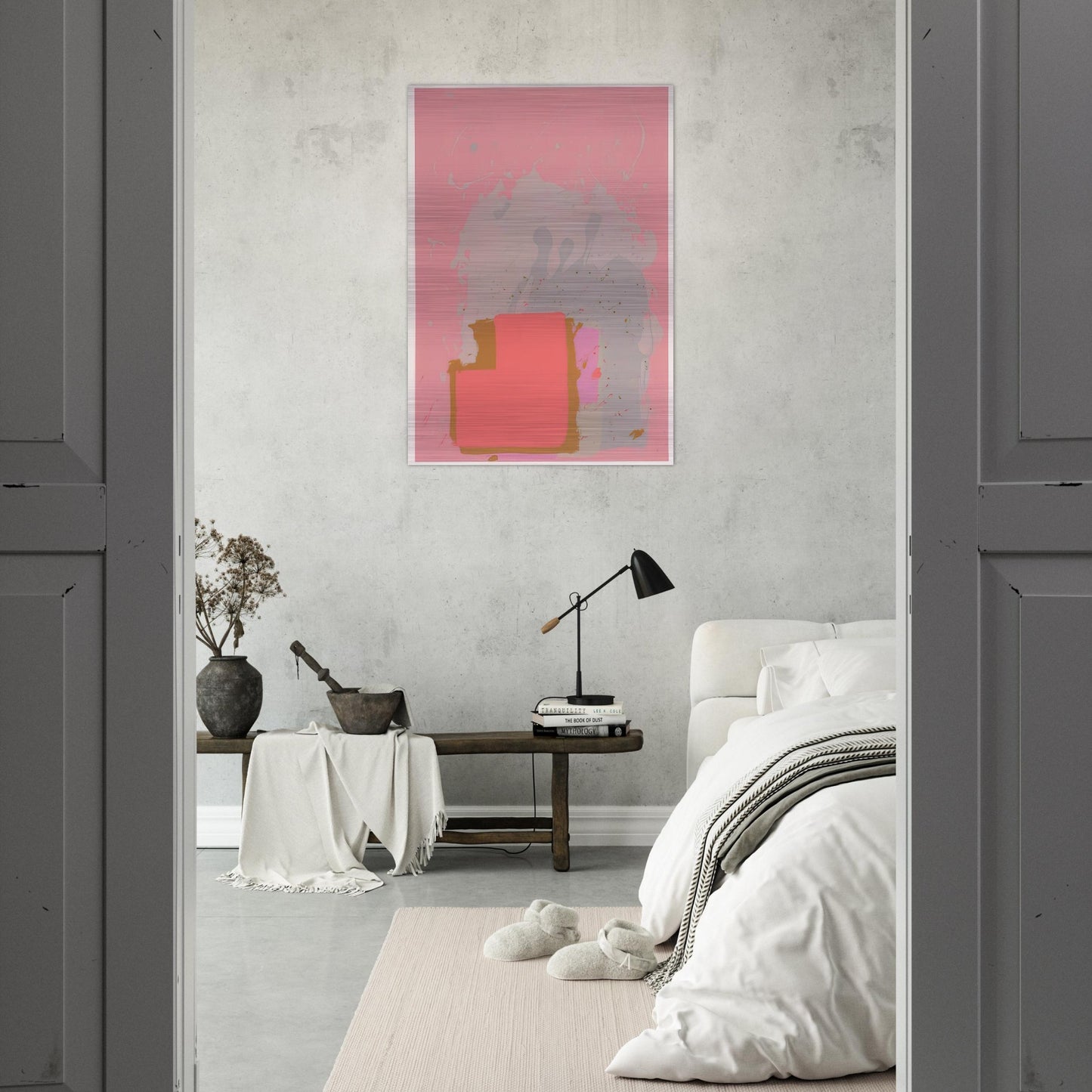 Red Black on Pink - 1971 - John Hoyland Brushed Aluminum Print - 70x100 cm / 28x40 inches | John Hoyland Aluminum Print | John Hoyland Prints