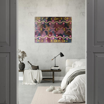 Possum  Rock Wallaby Dreaming, Napperby - 1990 - Clifford Possum Tjapaltjarri Acrylic Print - 70x100 cm / 28x40″ inches