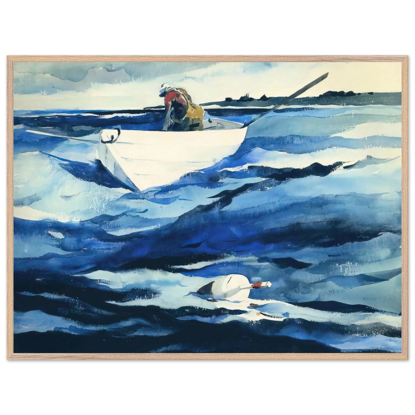Andrew Wyeth - THE LOBSTERMAN Wall Art - 60x80 cm / 24x32 inches - Premium Wooden Framed Poster With Fine Art Paper-canvas - White frame