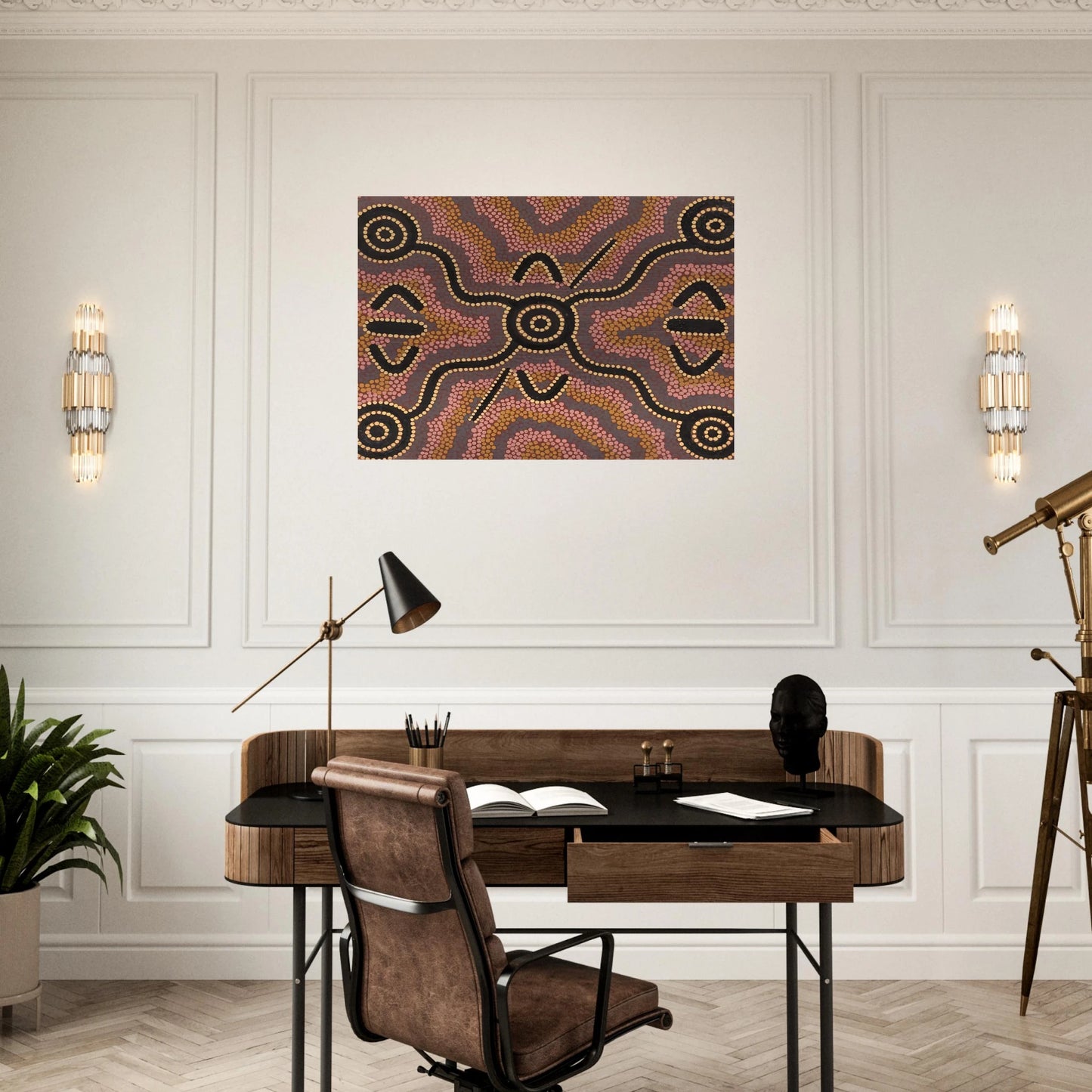 Untitled - 1980 - Clifford Possum Tjapaltjarri Brushed Aluminum Print - 70x100 cm / 28x40 inches | Clifford Possum Tjapaltjarri Aluminum Print | Clifford Possum Tjapaltjarri Prints