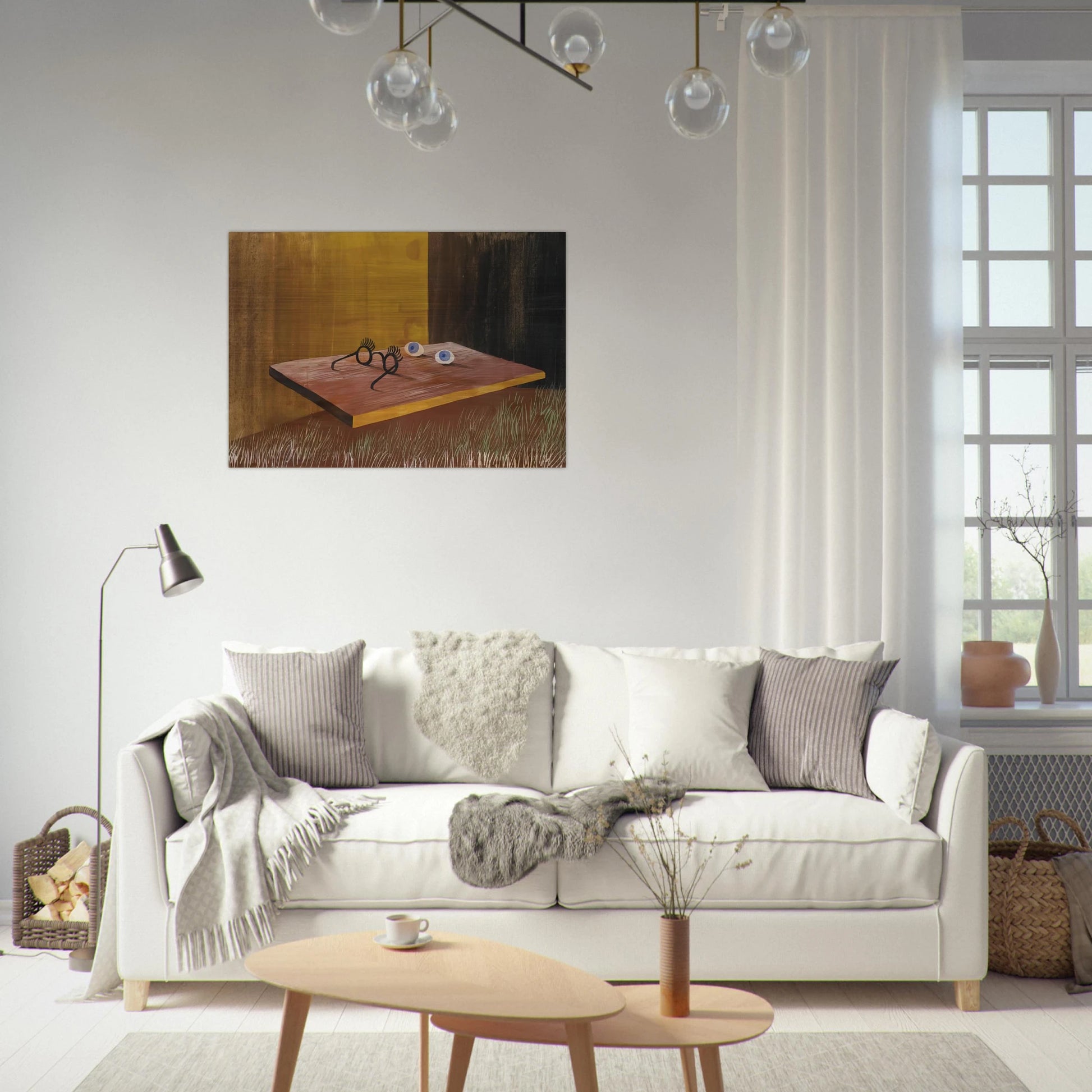 EYES ON THE TABLE 1938 - Remedios Varo Brushed Aluminum Print - 70x100 cm / 28x40 inches | Remedios Varo Aluminum Print | Remedios Varo Prints